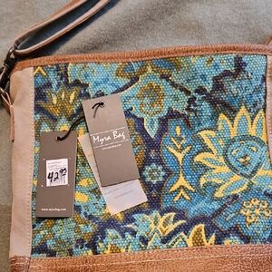 Myra Bag Blue and Yellow Floral Clutch